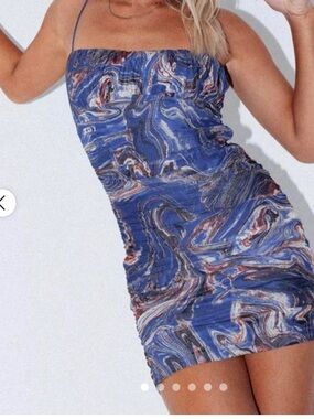 Princess Polly Blue and Brown Swirl Mini Dress